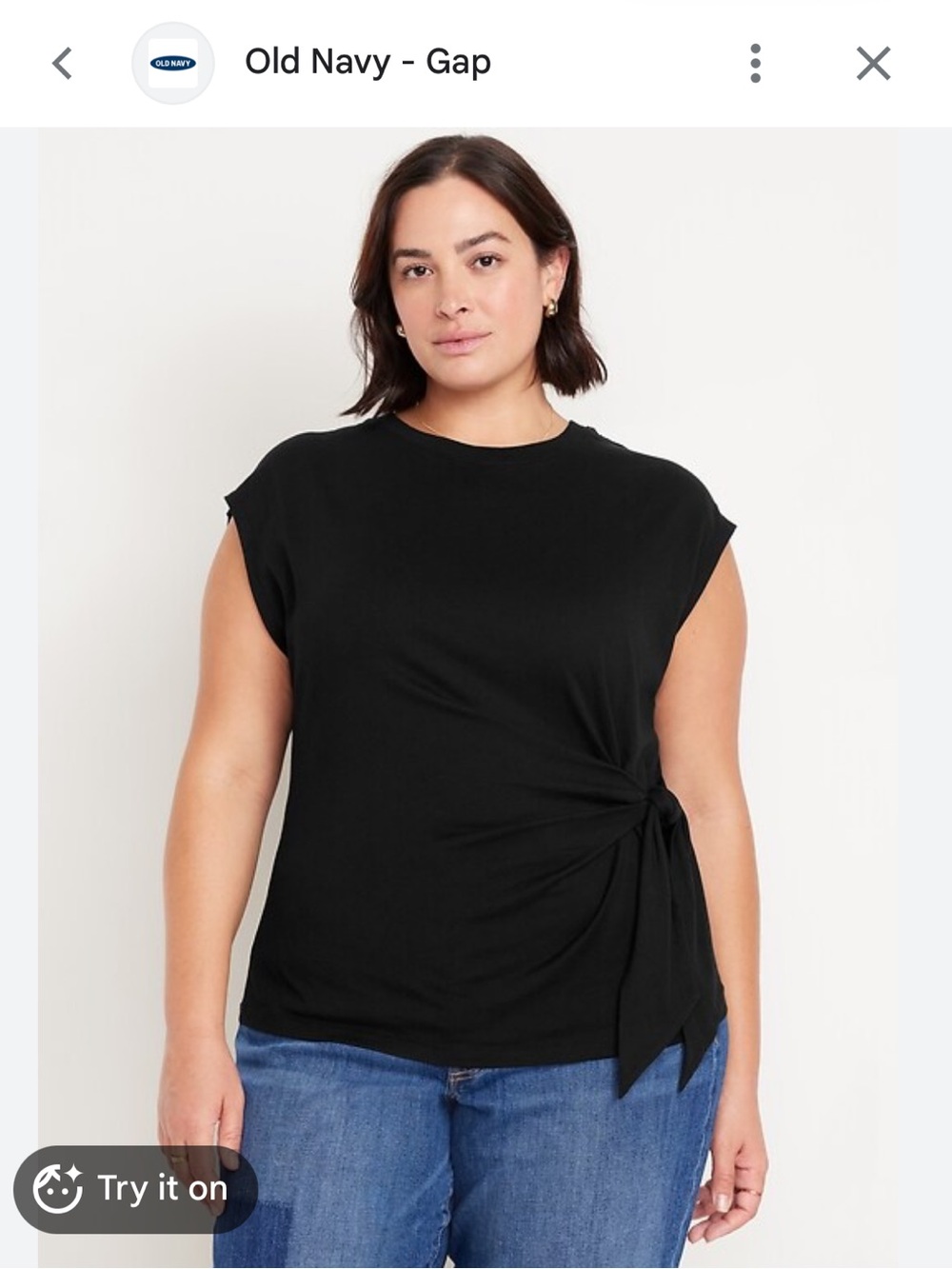 Old Navy Black Short Sleeve Top with Tie Accent